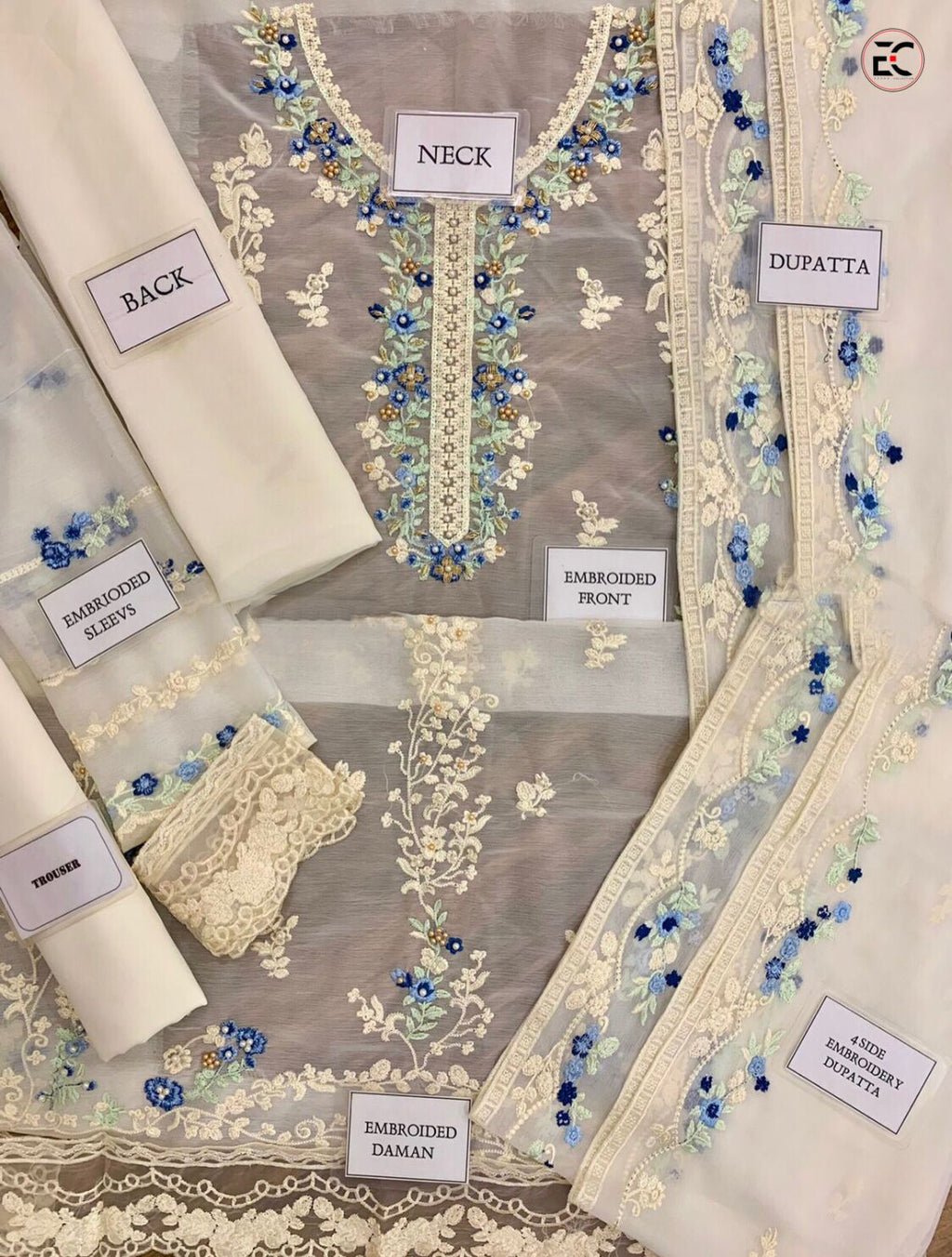 AGHA NOOR Organza Embroidered & Sequence Luxury Unstiched 3pc