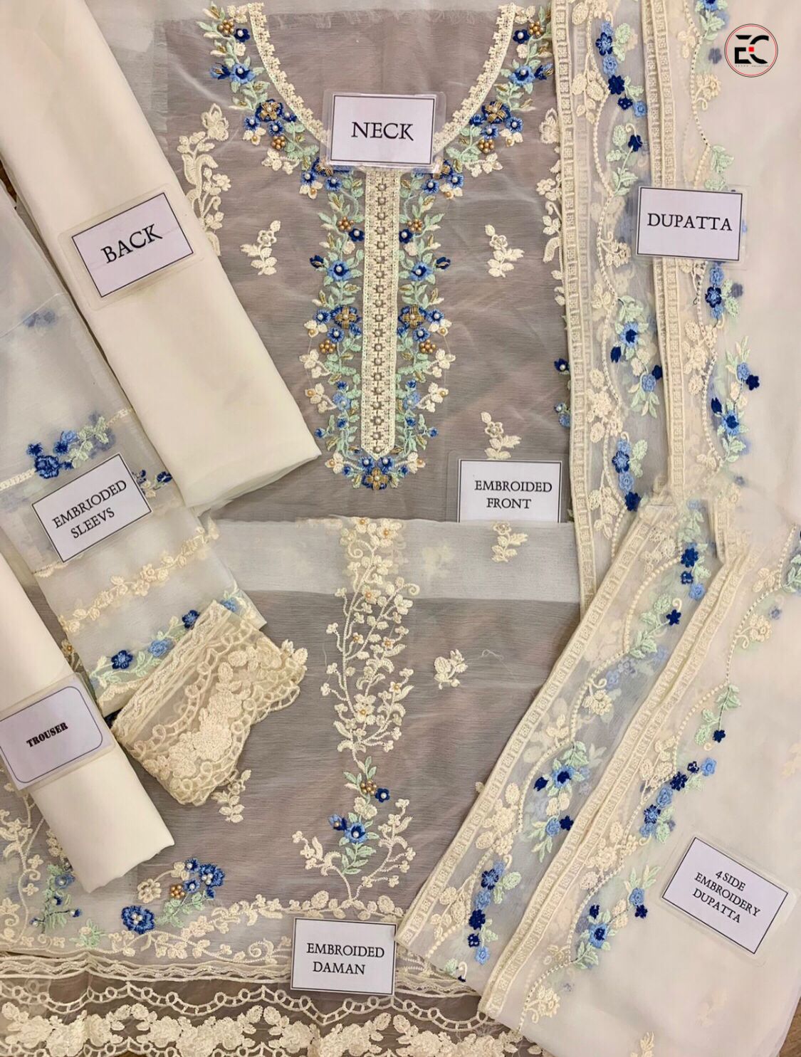 AGHA NOOR Organza Embroidered & Sequence Luxury Unstiched 3pc