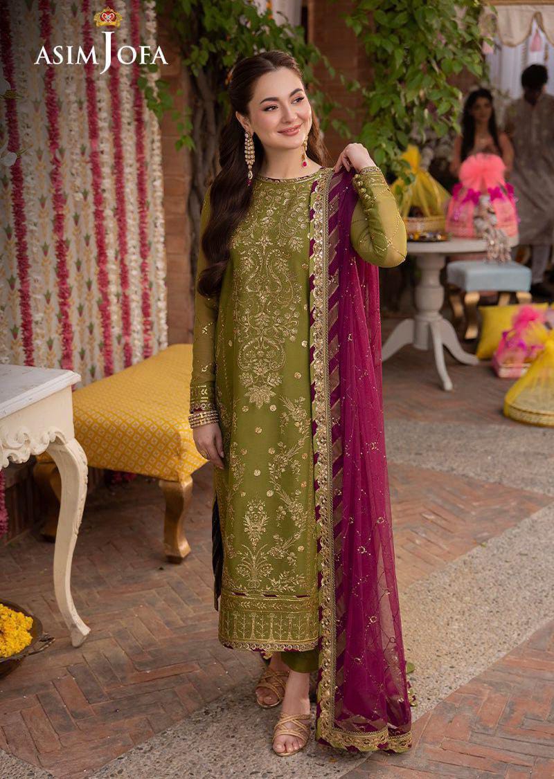 ASIM JOFA Chiffon Embroidered Luxury Unstiched 3pc✓