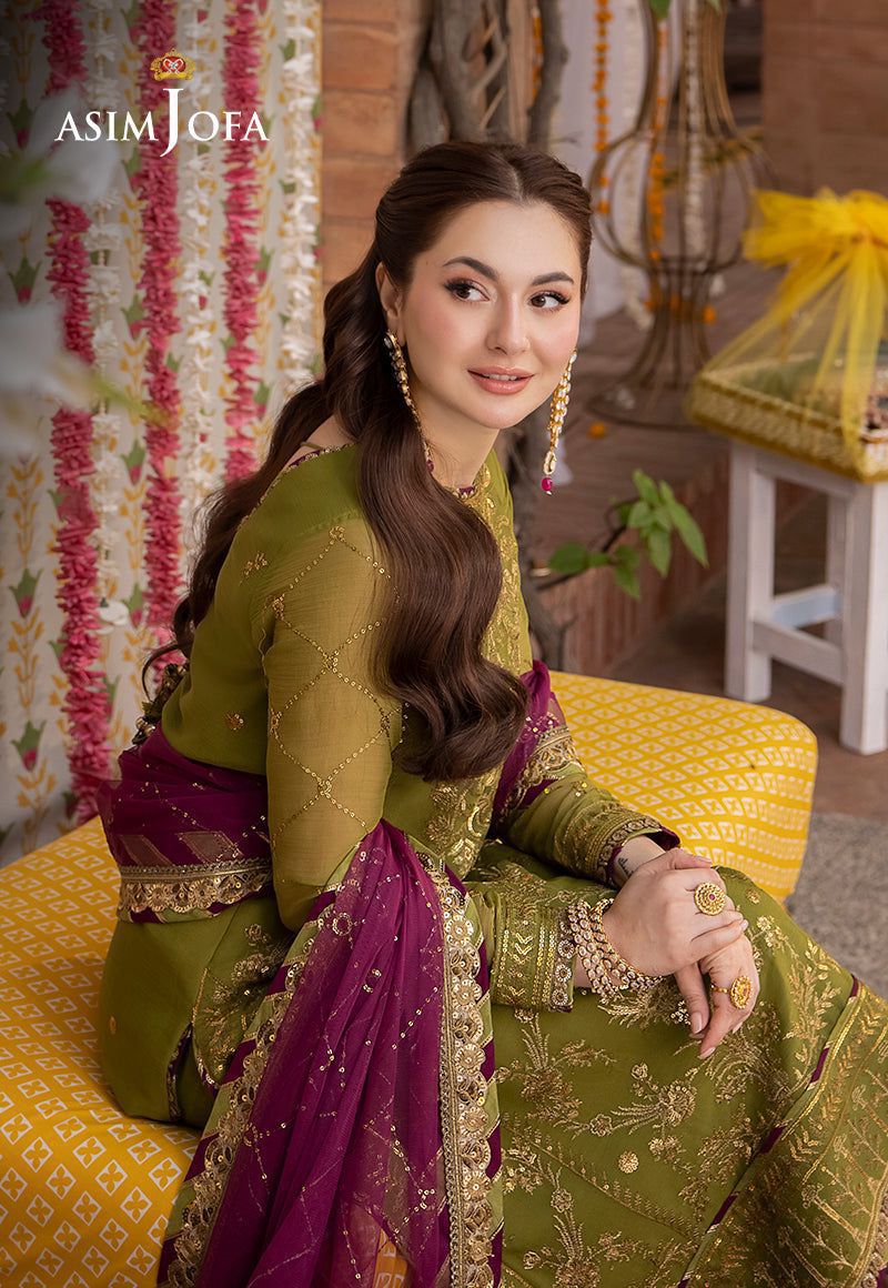 ASIM JOFA Chiffon Embroidered Luxury Unstiched 3pc✓