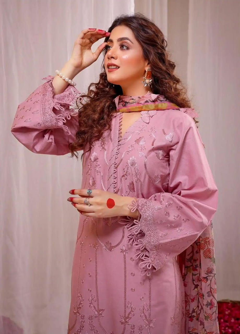 LIMELIGHT dhanak embroidered unstitced 3pc✓