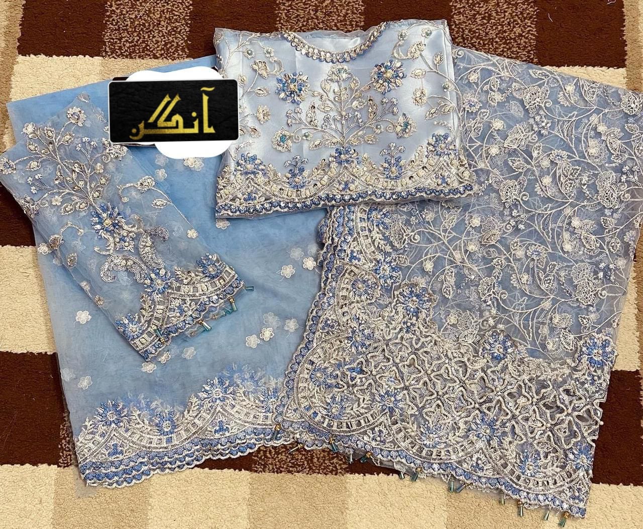 MARIA.B Net Saree Embroidered Hand Embellished Luxury Unstitched 3pc®✓
