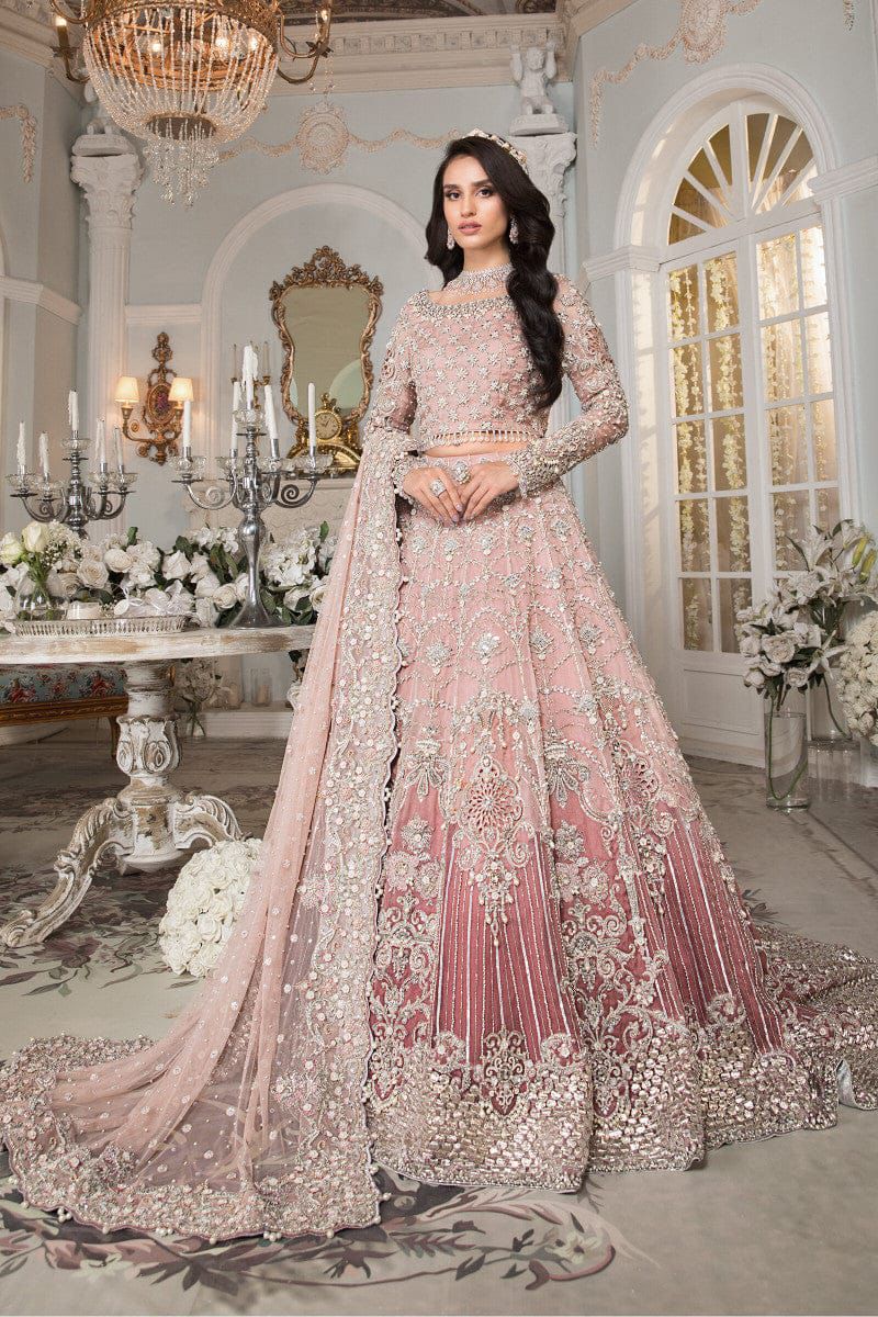 MARIA.B  Net Embroidered Sequence Hand Embellished Luxury Maxi Unstitced 3pc✓