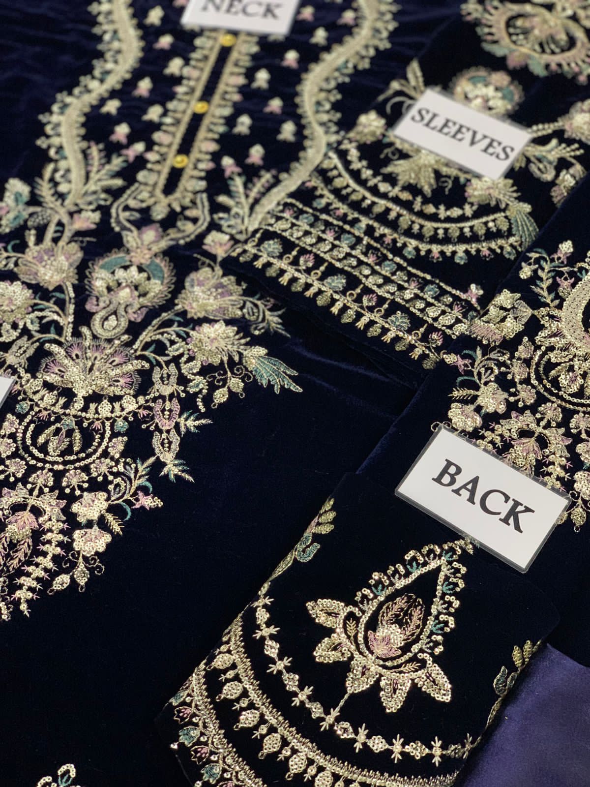 JAZMIN velvet  Embroidered Copper Zari Work Luxury Unstitched 3pc✓