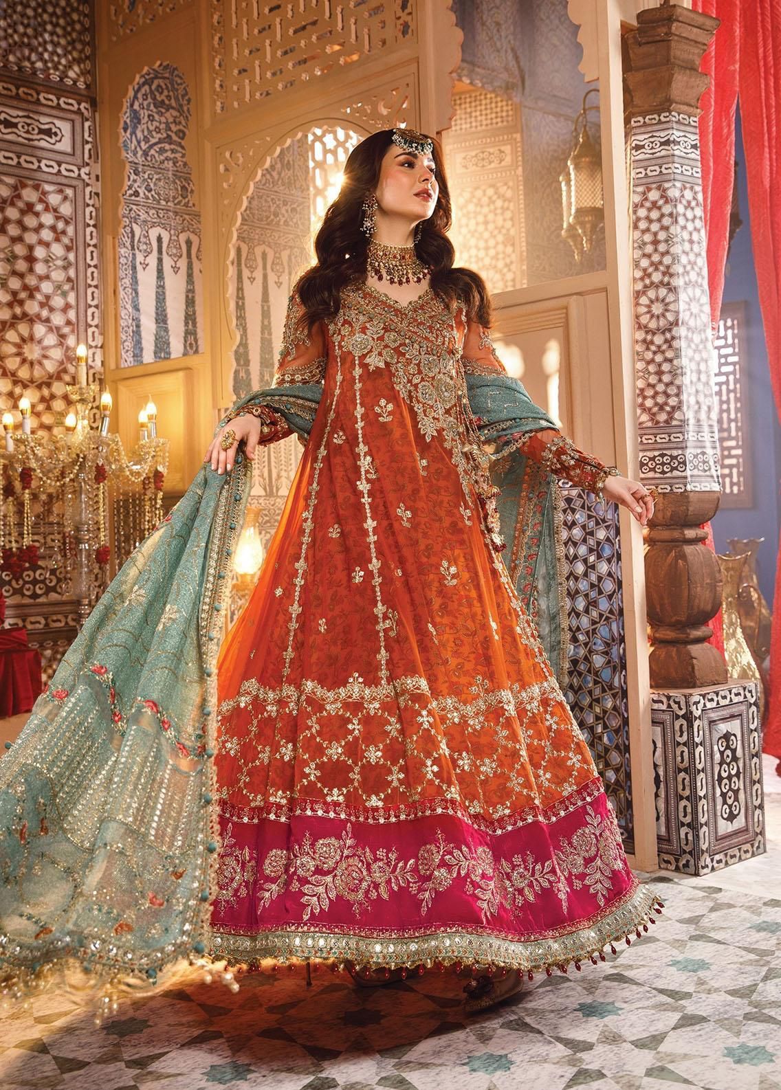 MARIA.B net maxi embroidered hand work embellished luxury unstitched 3pc✓