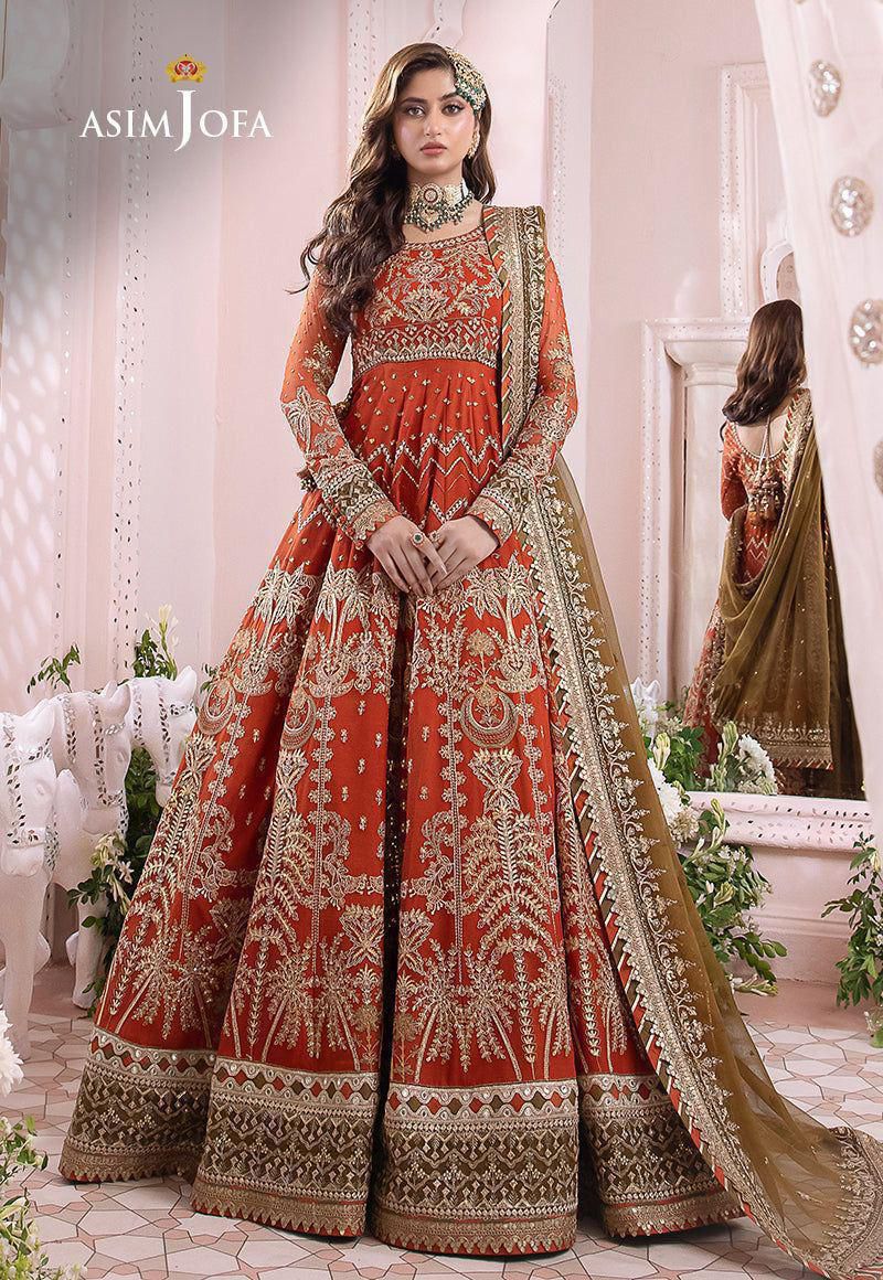 ASIM JOFA Chiffon Embroidered Frock Luxury Unstiched 3pc✓