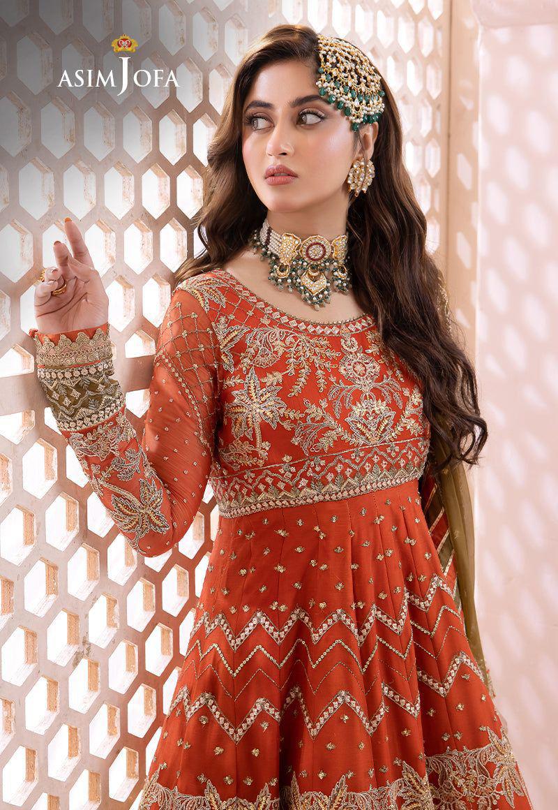 ASIM JOFA Chiffon Embroidered Frock Luxury Unstiched 3pc✓