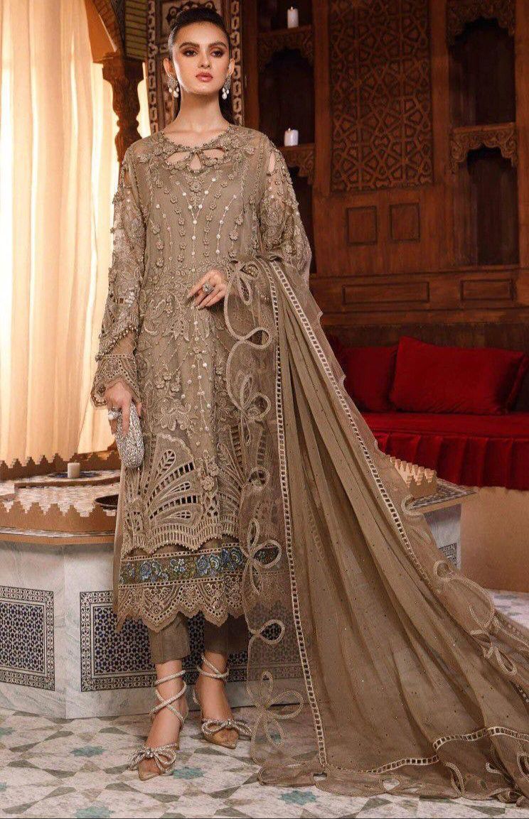 MARIA.B Organza Embroidered & Hand Work Unstitced 3pc✓
