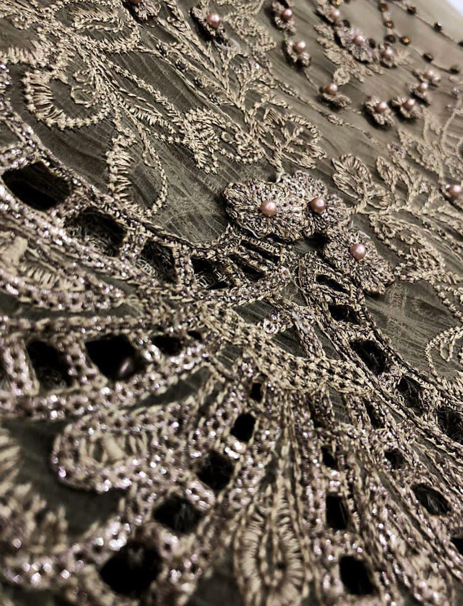 MARIA.B Organza Embroidered & Hand Work Unstitced 3pc✓