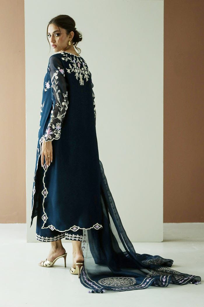 ZURI organza embroidered hand embellished luxury unstitched 3pc✓
