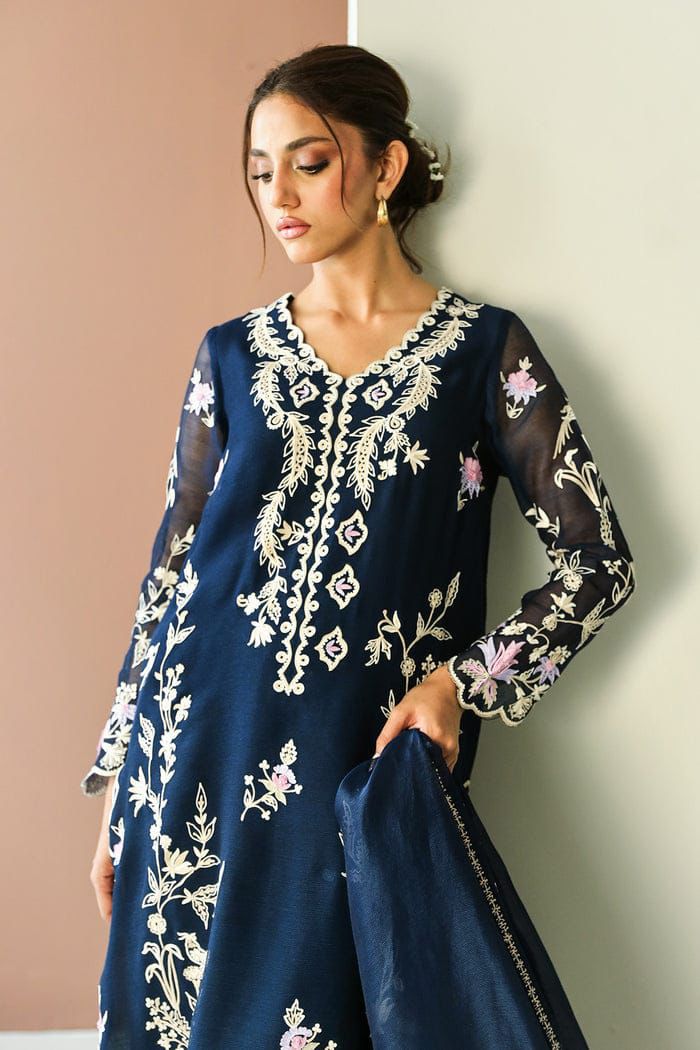 ZURI organza embroidered hand embellished luxury unstitched 3pc✓
