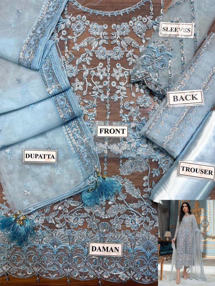 LAAM net embroidered & sequence luxury unstiched 3pc✓