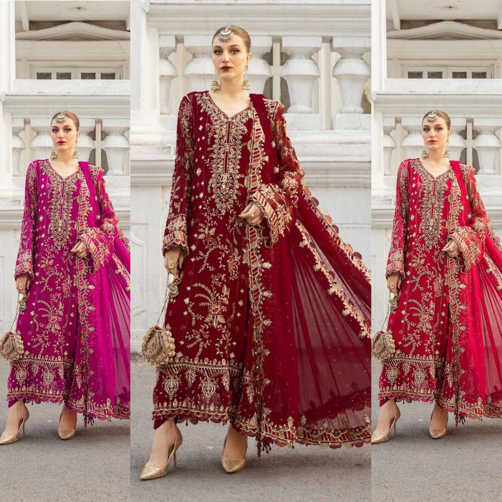 MARIA.B chiffon embroidered hand embellished luxury unstitched 3pc✓