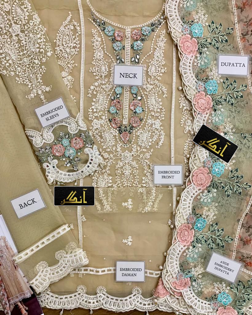 MARIA.B chiffon embroidered hand emblishment luxury unstitched 3pc✓