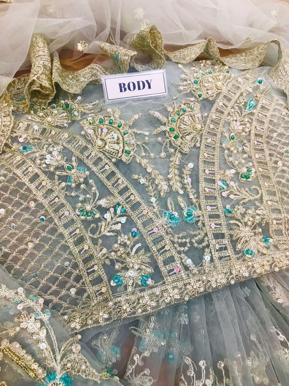 BRAND:MARIA.B maxi net embroidered sequence hand embellished luxury unstitched 3pc✓