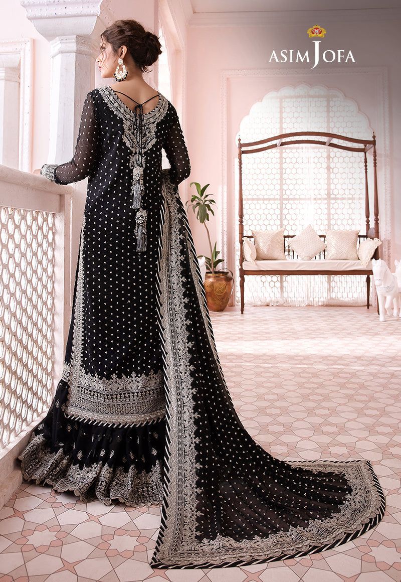 ASIM JOFA chiffon Embroidered & Sequence Luxury Patch Work Unstitched 3pc✓