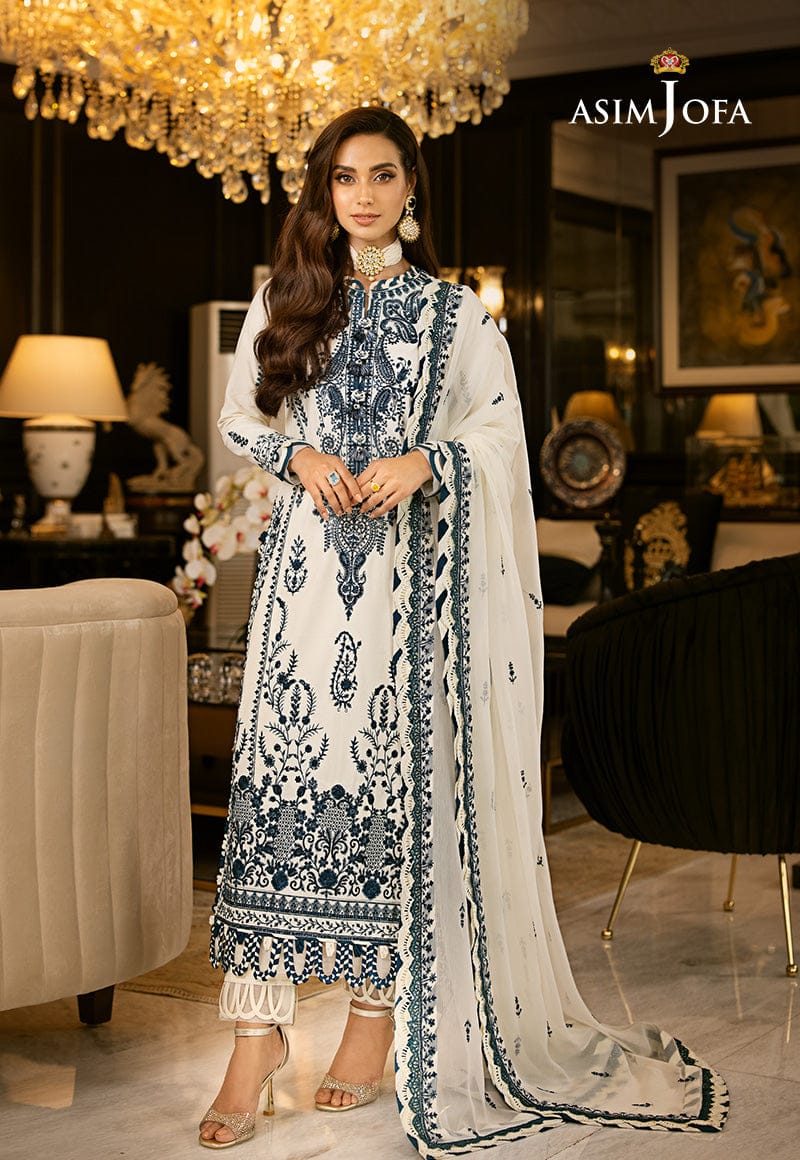 ASIM JOFA chiffon embroidered sequence unstitced 3pc✓