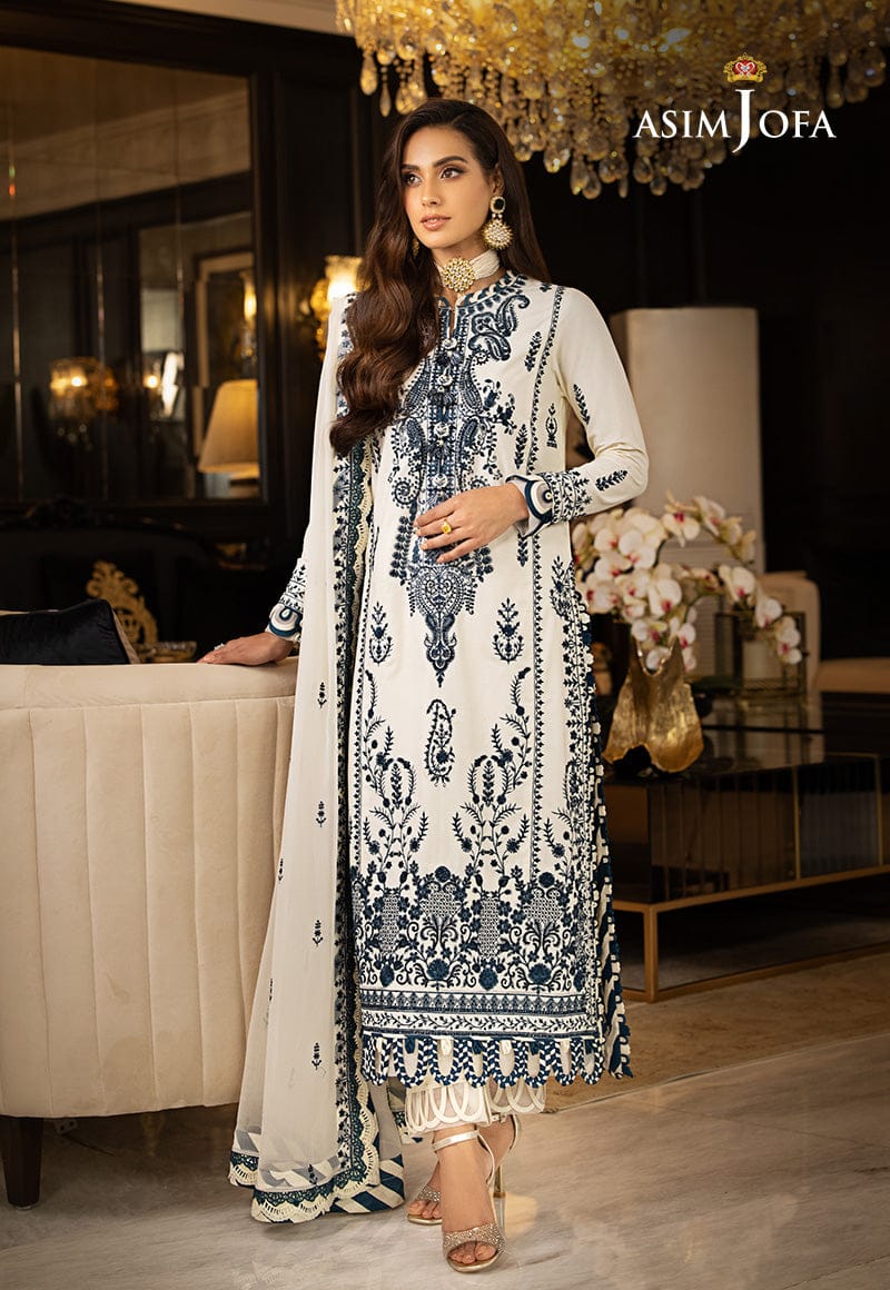 ASIM JOFA chiffon embroidered sequence unstitced 3pc✓