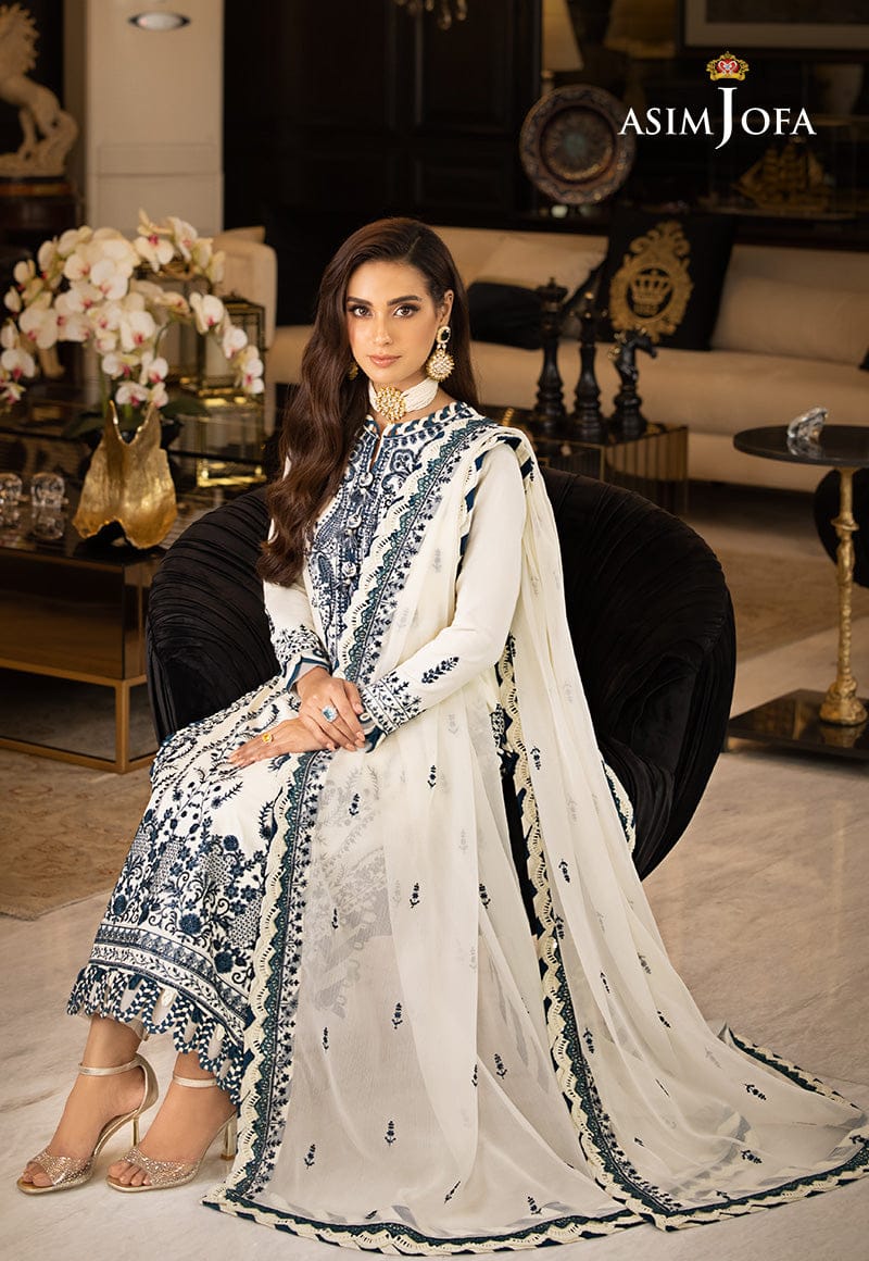 ASIM JOFA chiffon embroidered sequence unstitced 3pc✓